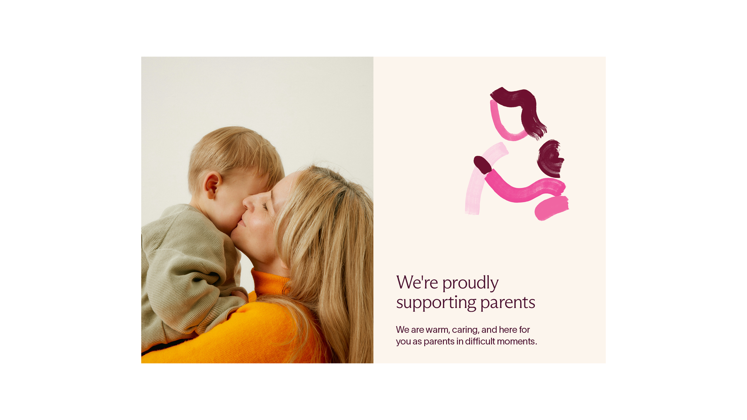 Clean Health out of home example, mom and baby with illustrations