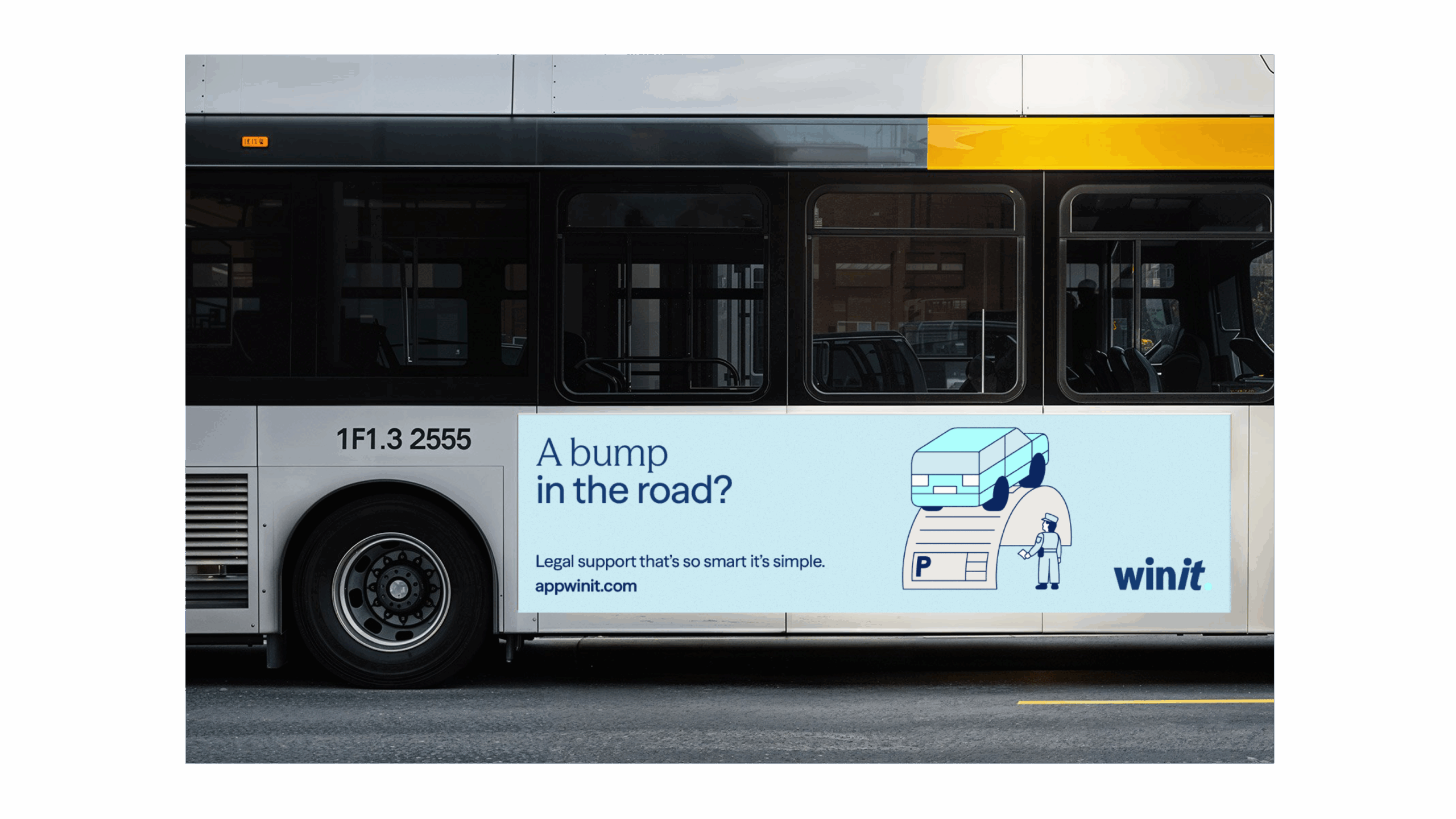 Winit Law advertisement on a New York Bus