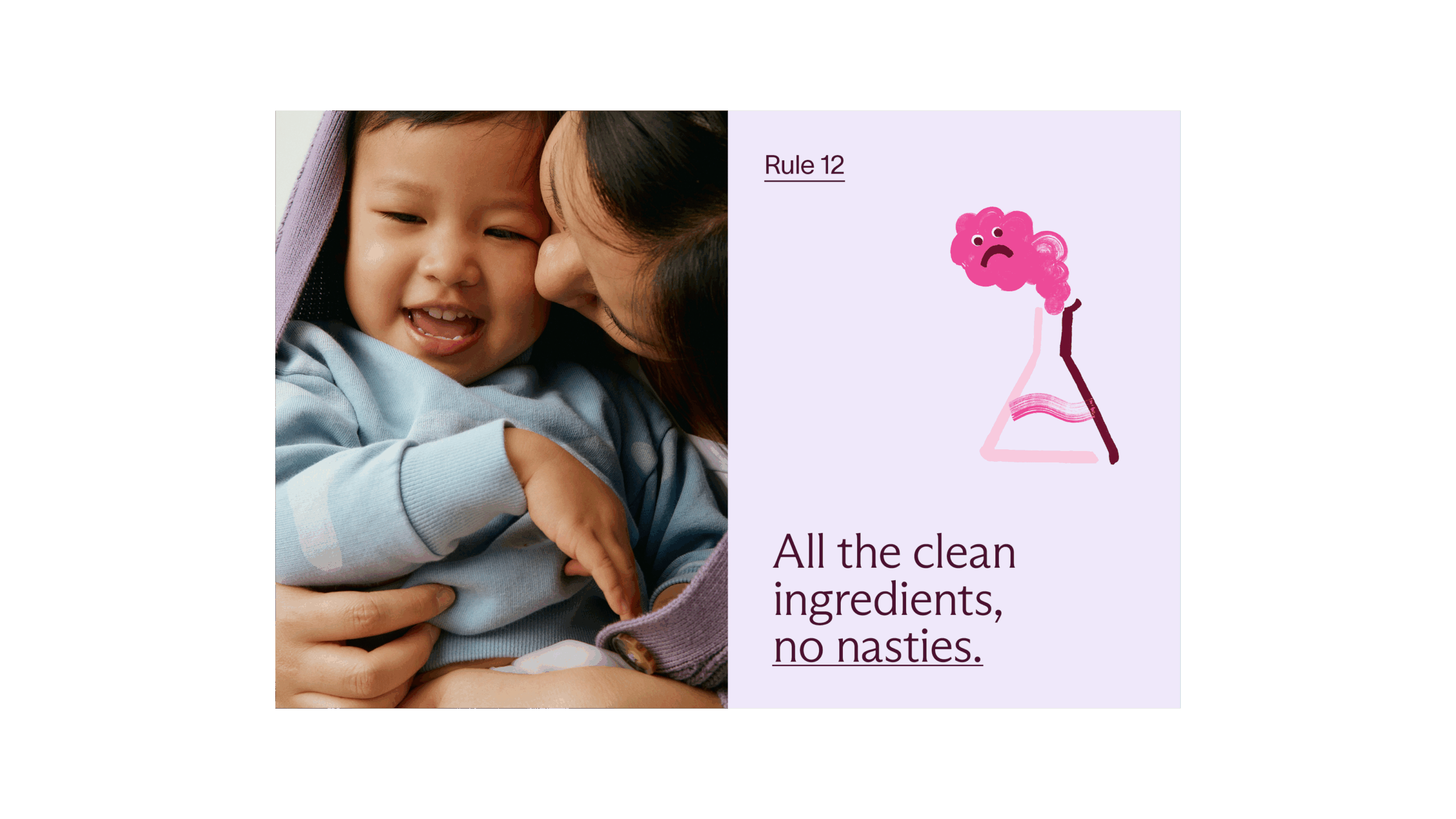 Clean Health out of home example, mom and baby with illustrations