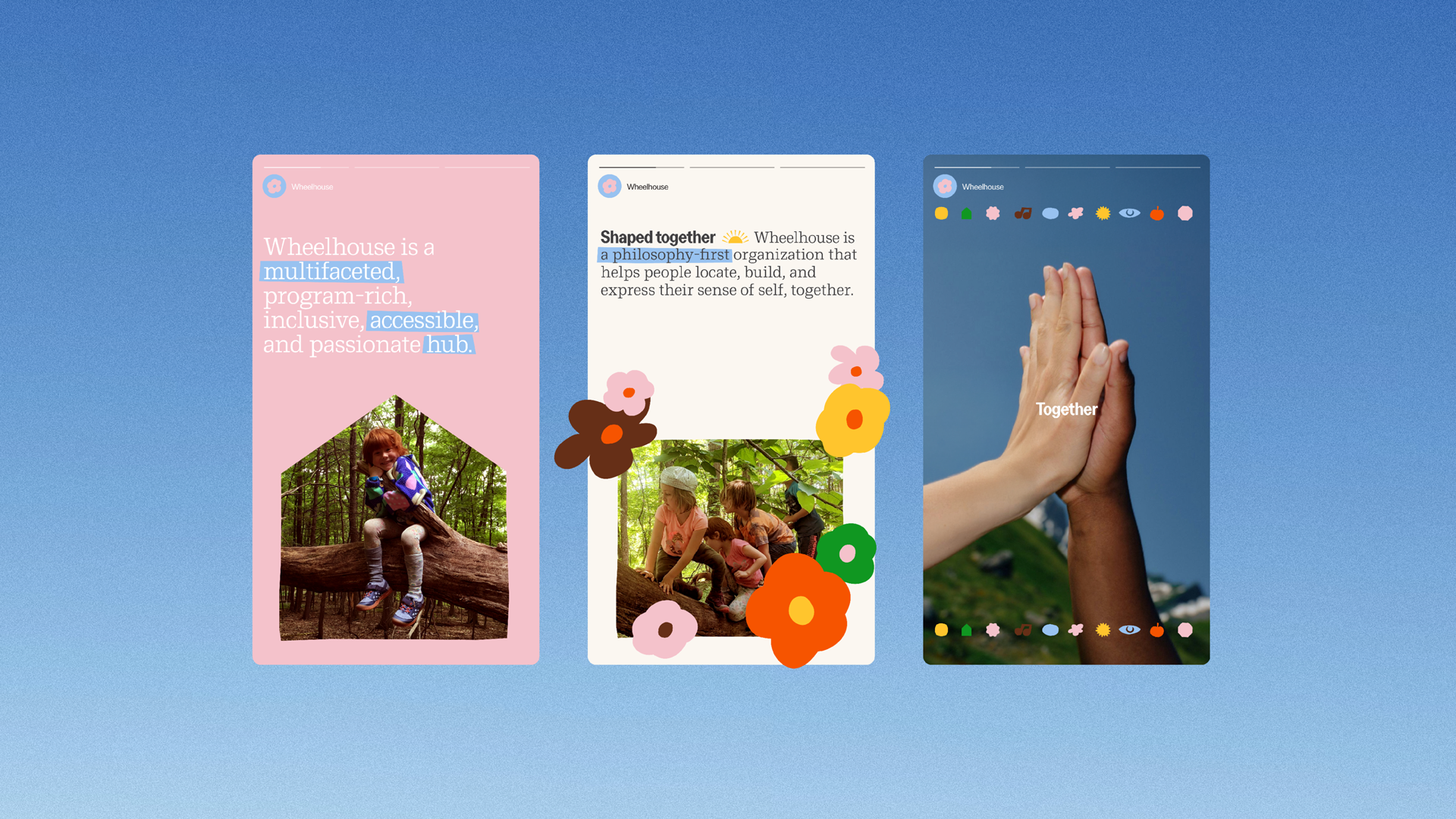 Wheelhouse social media posts. Three posts on one page.