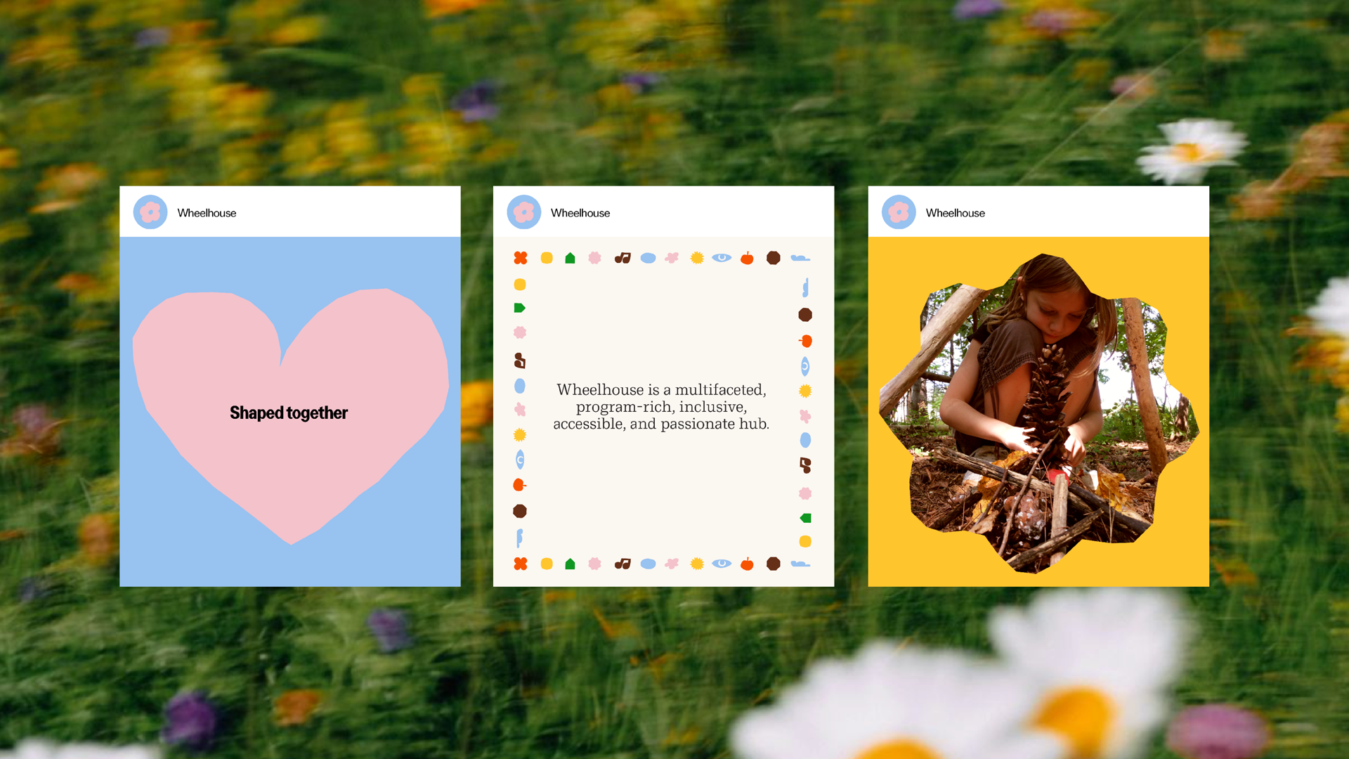 Wheelhouse social medial posts, three design examples on one page.