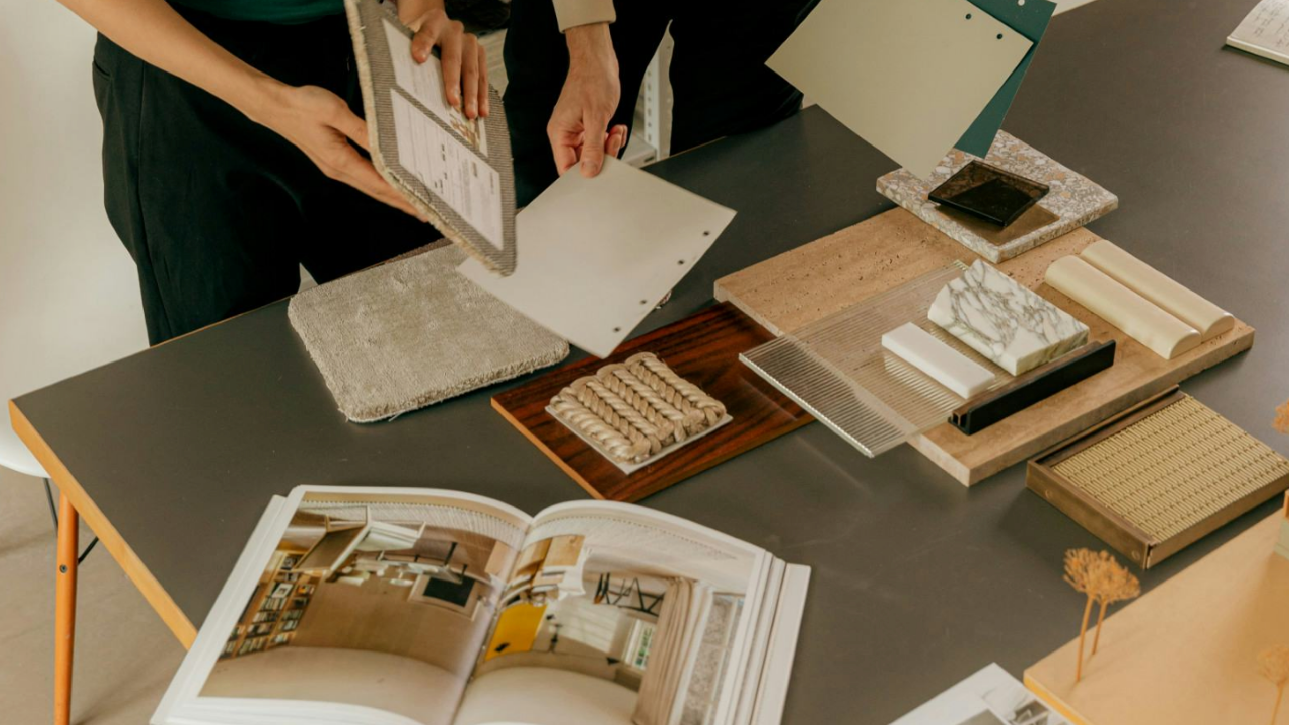 Desk showcasing materials